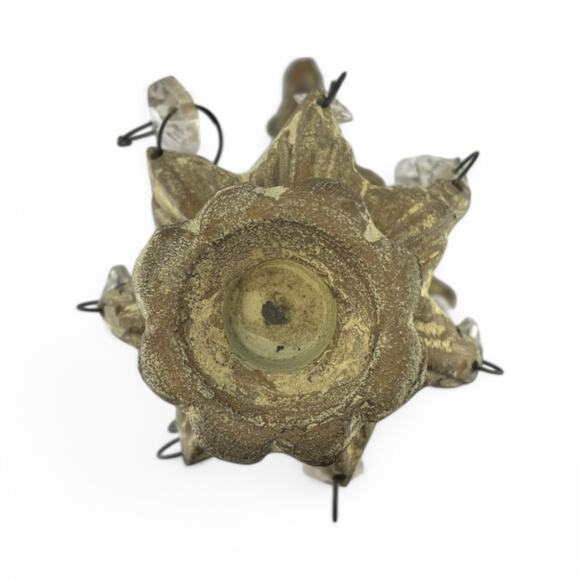 Antique French Gilt Brass & Crystal Prism Candle Holder – Rococo Style - Picture 7 of 16